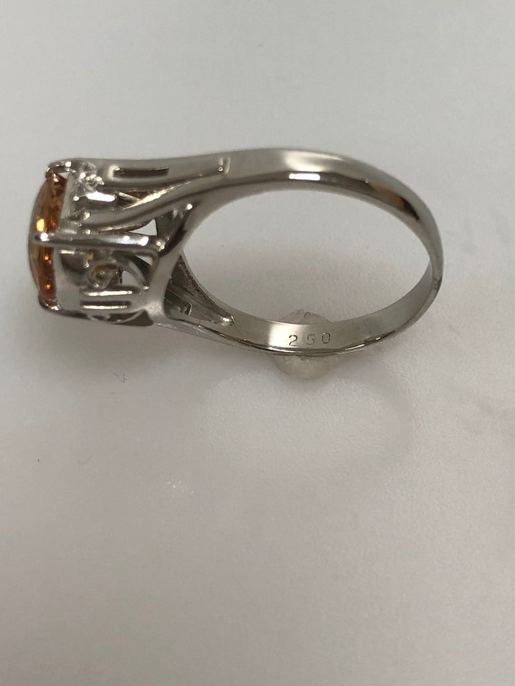 美品 Pt900 インペリアルトパーズ3.61ct ダイヤ計0.35リング 指輪