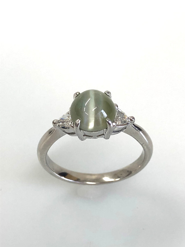 Jewel y】Pt900 キャッツアイ ダイヤモンド デザインリング C.2.44ct D.0.45ct 17号 15g【】/hm07409kt  指輪・リング