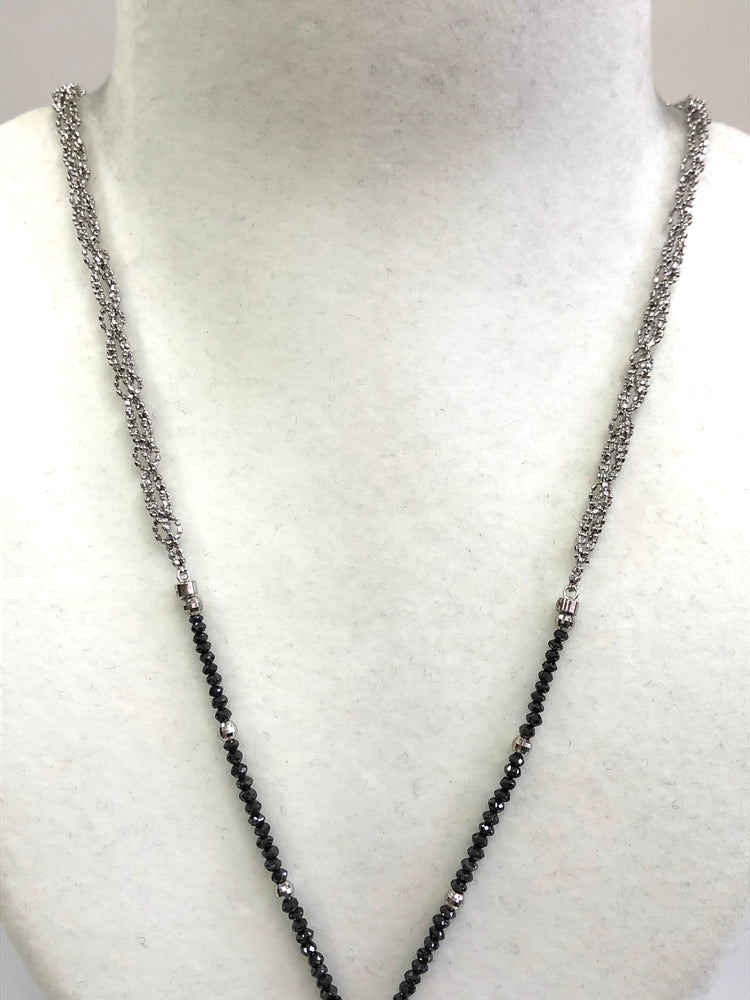 ネックレスK18 WGブラックダイヤモンド ロングネックレス